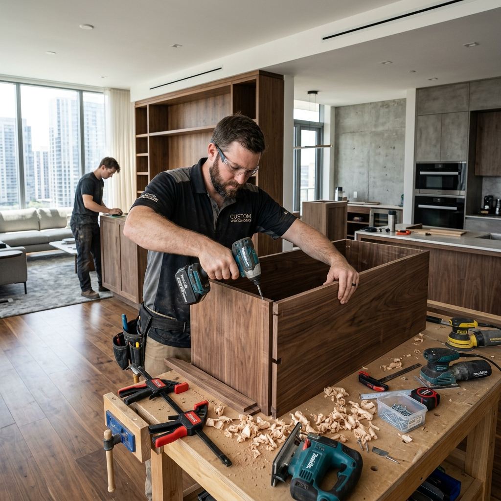 Craftsmen executing modular carpentry work